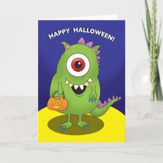 Halloween card - Monster mit großem Auge, lustige Feiertagskarte