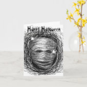 Halloween Card Mummy Gray Karte (Gelbe Blume)
