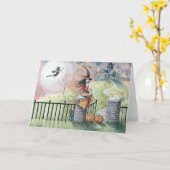 Halloween Card 'Trick or Treat' Hexe Karte (Gelbe Blume)