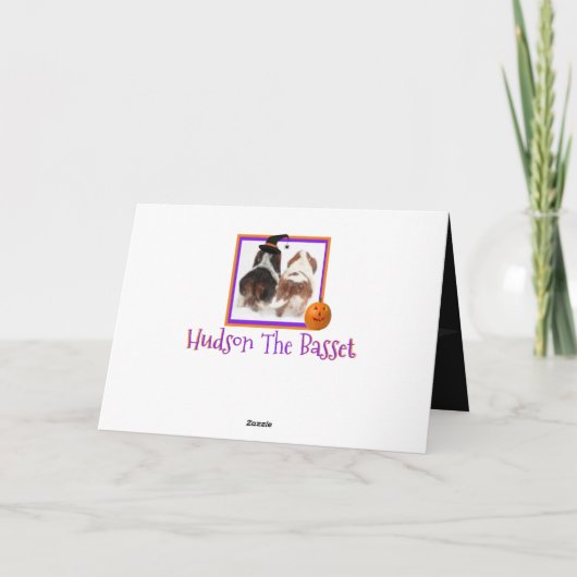 Halloween Card W/Funny Niedlich Basset Puppy Karte (Rückseite)