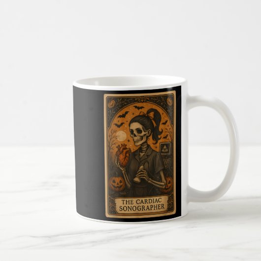 Halloween Cardiac Sonographer Tarot Card Skeleton  Kaffeetasse (Rechts)