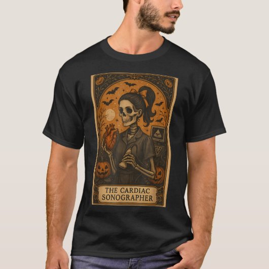 Halloween Cardiac Sonographer Tarot Card Skeleton  T-Shirt (Vorderseite)