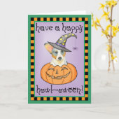 Halloween Cardigan Welsh Corgi Karte (Gelbe Blume)
