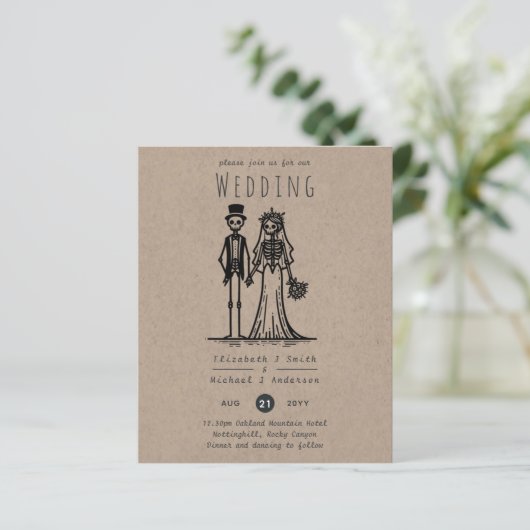 Halloween Cartoon Bride Groom Handgezeichnet (Stehend Vorderseite)