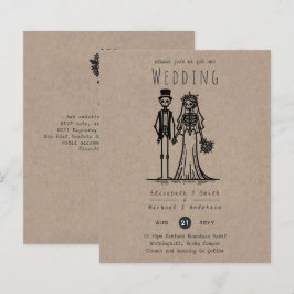 Halloween Cartoon Bride Groom Handgezeichnet