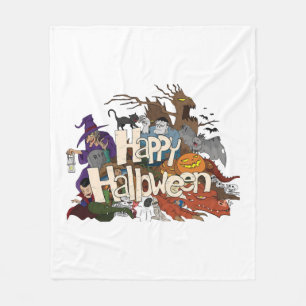halloween Cartoon für Einladungen glücklich hallow Fleecedecke