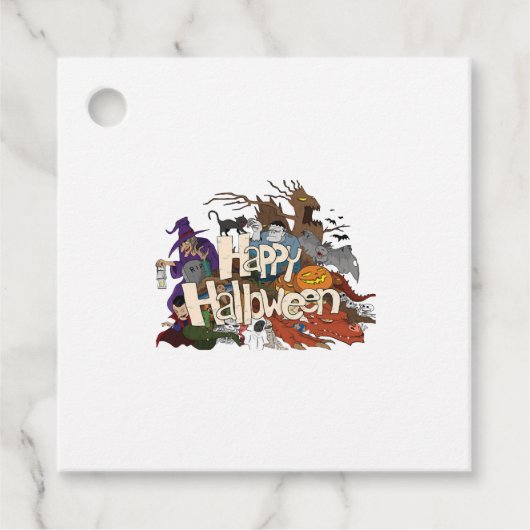 halloween Cartoon für Einladungen glücklich hallow Geschenkanhänger (Vorderseite)