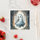 Halloween Cartoon Geist mit Eiscreme Serviette (Beispiel)