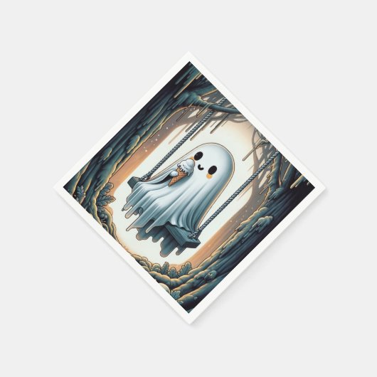 Halloween Cartoon Geist mit Eiscreme Serviette (Ecke)