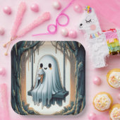 Halloween-Cartoon-Geist mit Eistüte Pappteller (Party)