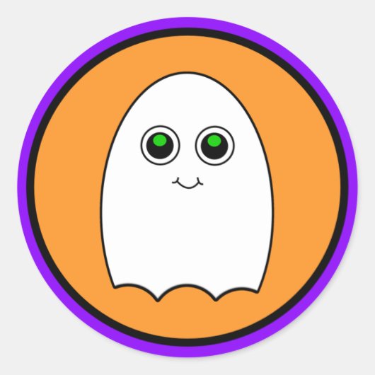 Halloween Cartoon Ghost Runder Aufkleber (Vorderseite)