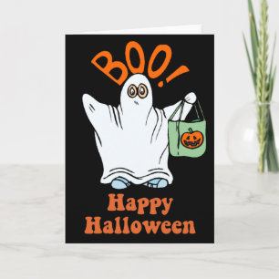 Halloween-Cartoon-Ghost-Trick oder -Treatkarte Karte