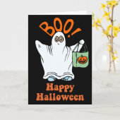 Halloween-Cartoon-Ghost-Trick oder -Treatkarte Karte (Gelbe Blume)