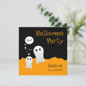 Halloween Cartoon Ghosts Party Einladung (Stehend Vorderseite)
