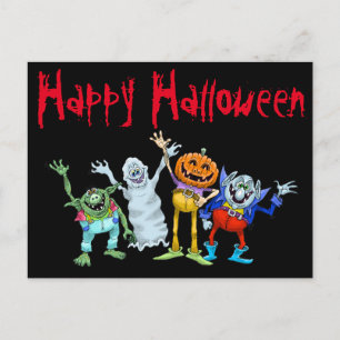 Halloween-Cartoon-Kreaturen winkeln, Postkarte. Postkarte