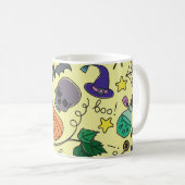 Halloween-Cartoon: Lebhaftes Vintages Muster Kaffeetasse (VorderseiteRechts)