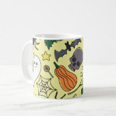 Halloween-Cartoon: Lebhaftes Vintages Muster Kaffeetasse (Vorderseite Links)