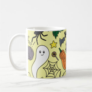 Halloween-Cartoon: Lebhaftes Vintages Muster Kaffeetasse