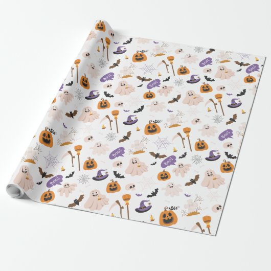 Halloween-Cartoon-Muster Geschenkpapier (Ungerollt)