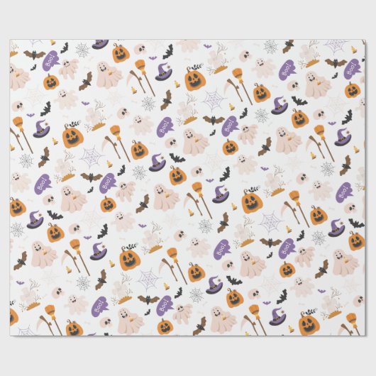 Halloween Cartoon Pattern Geschenkpapier (Flach)