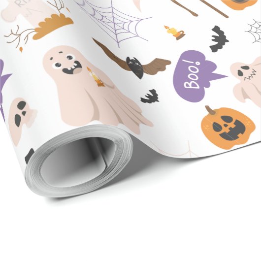 Halloween Cartoon Pattern Geschenkpapier (Rolleneckpunkt)