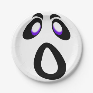 Halloween-Cartoon-schreiendes Geist-Gesicht Pappteller