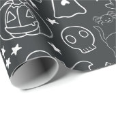 Halloween-Cartoon, Schwarzweiß-Packpapier Geschenkpapier (Rolleneckpunkt)