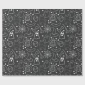 Halloween-Cartoon, Schwarzweiß-Packpapier Geschenkpapier (Flach)