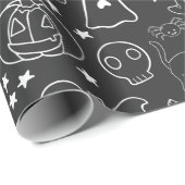 Halloween-Cartoon, Schwarzweiß-Packpapier Geschenkpapier (Rolleneckpunkt)