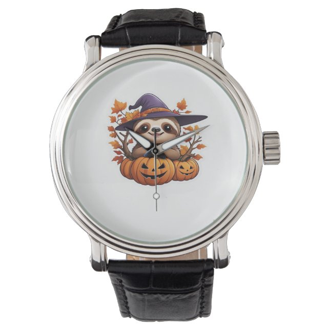 Halloween Cartoon Sloth Classic T - Shirt Armbanduhr (Vorderseite)