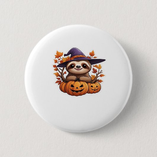 Halloween Cartoon Sloth Classic T - Shirt Button (Vorderseite)