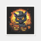 Halloween Cartoon Spooky Hexenkatze Serviette (Vorderseite)