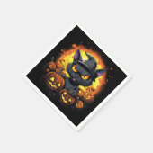 Halloween Cartoon Spooky Hexenkatze Serviette (Ecke)