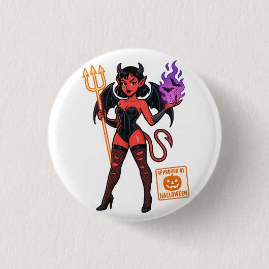 Halloween Cartoon Succubus - Dunkel & spielerisch Button (Vorderseite)