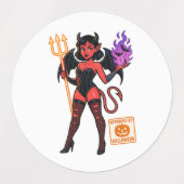 Halloween Cartoon Succubus - Dunkel & spielerisch Etiketten (Design 1)