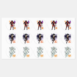 Halloween Cartoon Succubus - Dunkel & spielerisch Etiketten