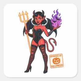 Halloween Cartoon Succubus - Dunkel & spielerisch Quadratischer Aufkleber