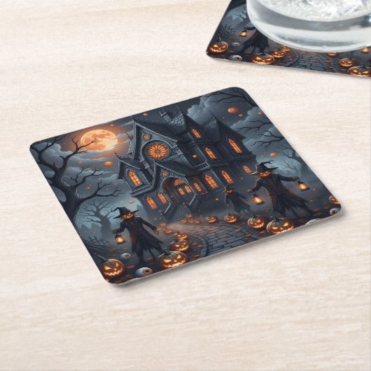 Halloween castillo embrujado rechteckiger pappuntersetzer (angewinkelt)