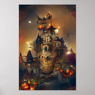 Halloween Castle, japanische Art Manga Poster
