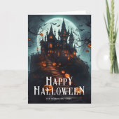 Halloween Castle Pumpkins Moon Card Karte (Vorderseite)