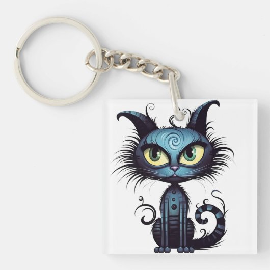 Halloween Cat #10 Digitale Kunst Schlüsselanhänger (Vorderseite)