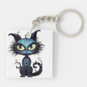 Halloween Cat #10 Digitale Kunst Schlüsselanhänger (Rückseite)
