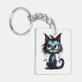 Halloween Cat#12 Digitale Kunst Schlüsselanhänger (Vorderseite links)