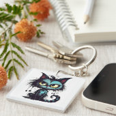 Halloween Cat#12 Digitale Kunst Schlüsselanhänger (Vorderseite rechts)