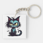 Halloween Cat#12 Digitale Kunst Schlüsselanhänger (Rückseite)