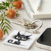 Halloween Cat #14 Digital Art Schlüsselanhänger (Vorderseite rechts)