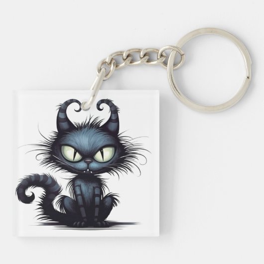 Halloween Cat #15 Digital Art Schlüsselanhänger (Rückseite)