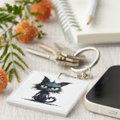 Halloween Cat #16 Digital Art Schlüsselanhänger (Vorderseite rechts)