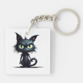Halloween Cat #16 Digital Art Schlüsselanhänger (Rückseite)