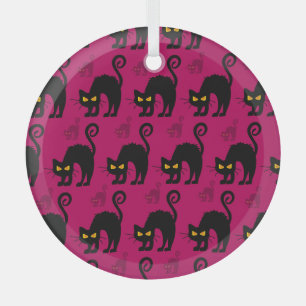Halloween Cat: Abstraktes nahtloses Muster Ornament Aus Glas
